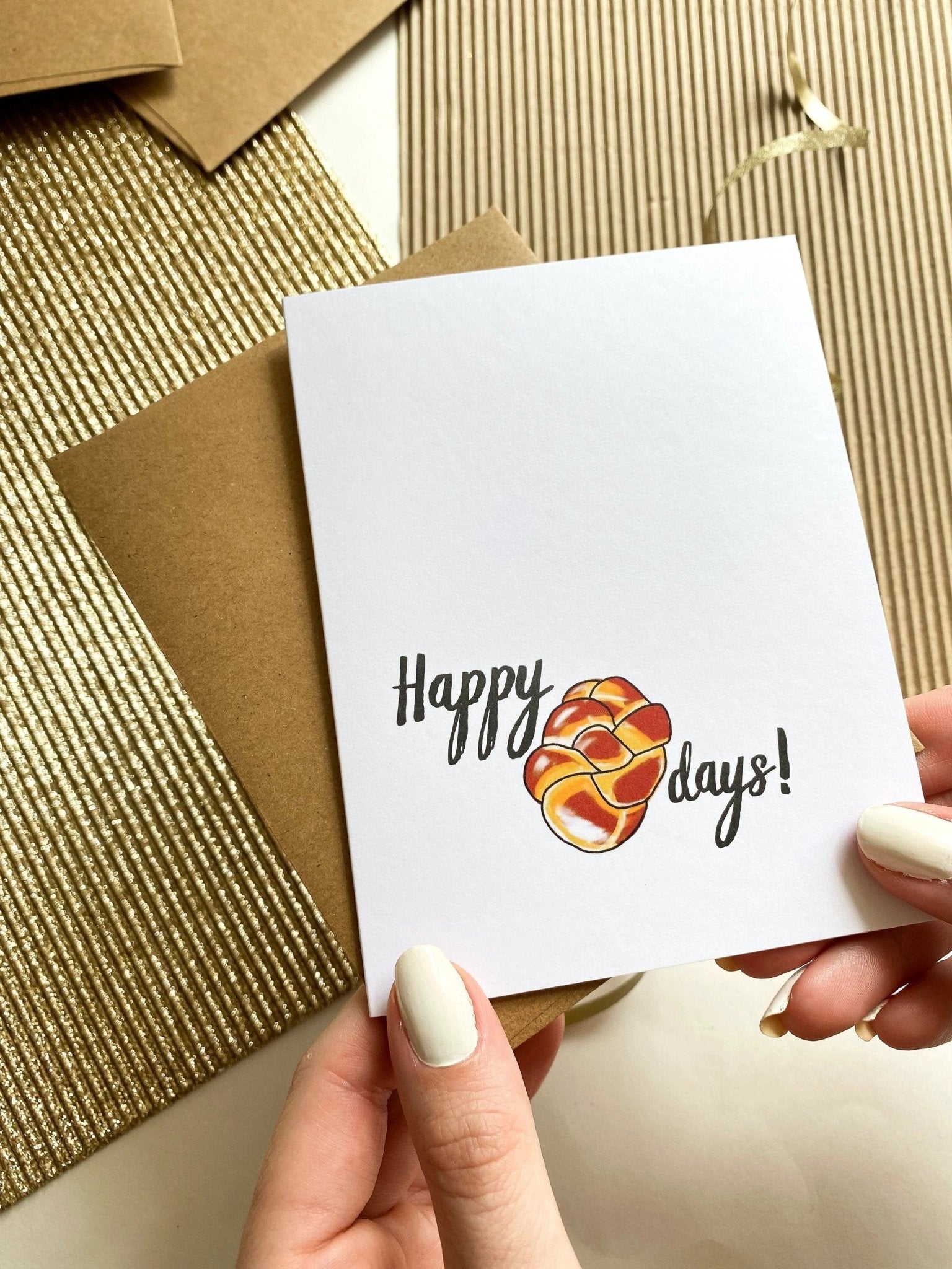 Happy Challah Days Card – Punny Hanukkah Holiday Greeting by Five Dot Post