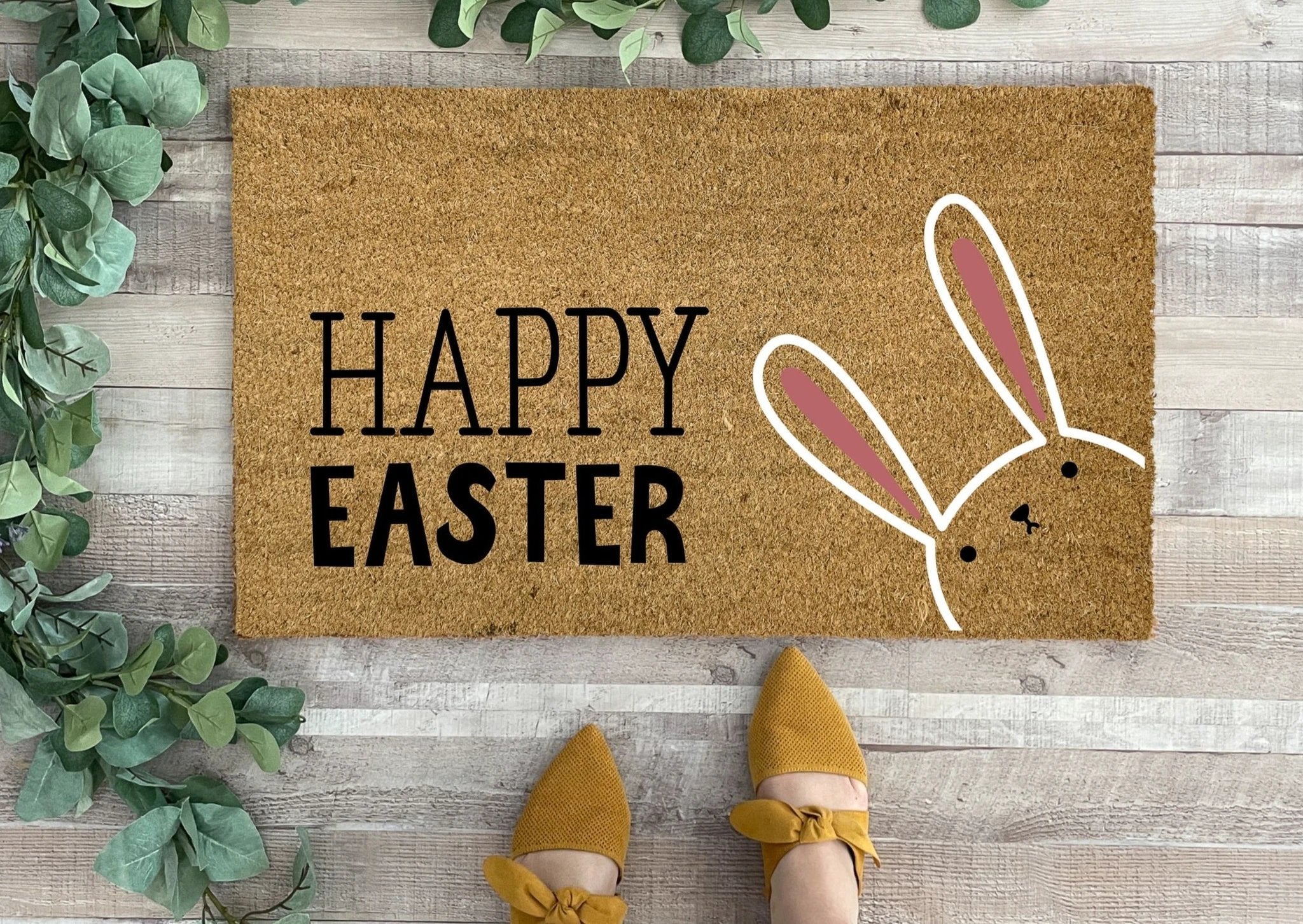 Happy Easter Bunny Doormat by Nickel Designs Custom Doormats