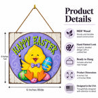 Happy Easter Chick Decorative Wall Plaque with Painted Egg Accents 10 Inches Tall Easter > Wall Decorations La Vie Bien Happy Easter Chick Decorative Wall Plaque with Painted Egg Accents 10 Inches Tall
