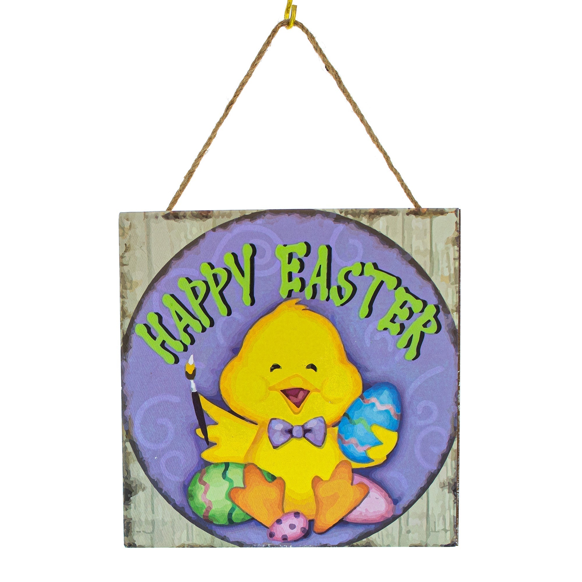 Happy Easter Chick Decorative Wall Plaque with Painted Egg Accents 10 Inches Tall Easter > Wall Decorations La Vie Bien Happy Easter Chick Decorative Wall Plaque with Painted Egg Accents 10 Inches Tall