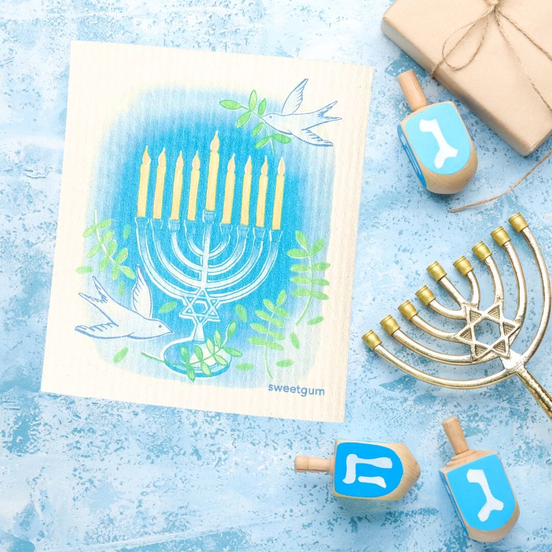 Happy Hanukkah Swedish Dishcloth Swedish Dishcloths La Vie Bien Happy Hanukkah Swedish Dishcloth