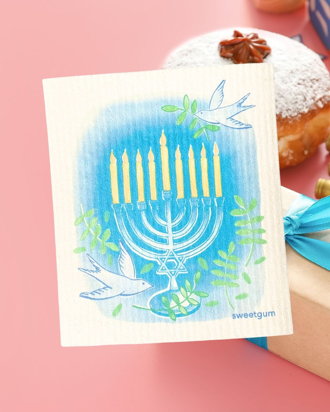 Happy Hanukkah Swedish Dishcloth Swedish Dishcloths La Vie Bien Happy Hanukkah Swedish Dishcloth