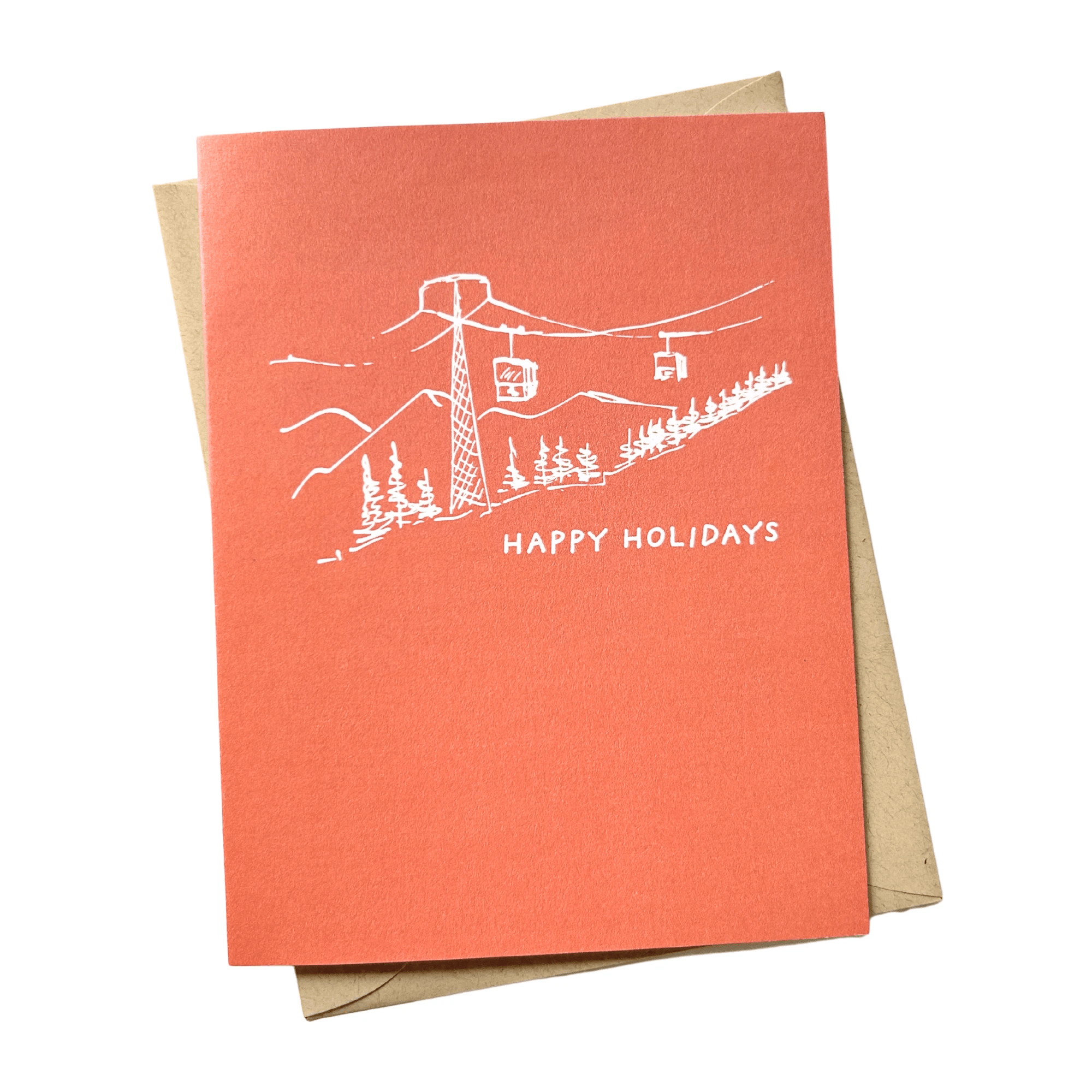 Happy Holiday Christmas Card – Modern Ski Chair Lift Design by Five Dot Post
