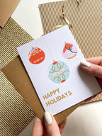 Happy Holiday Hanging Ornaments Holiday Card by Five Dot Post