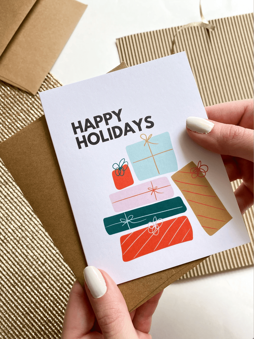 Happy Holidays Cute Gifts Holiday Card by Five Dot Post