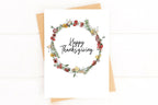 Happy Thanksgiving Card – Fall Floral Wreath, Watercolor-Style by Five Dot Post