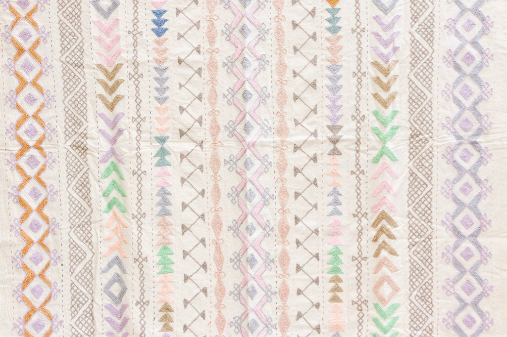 Harmonious Lavender Hand - stitched Cotton Tribal Kantha Throw
