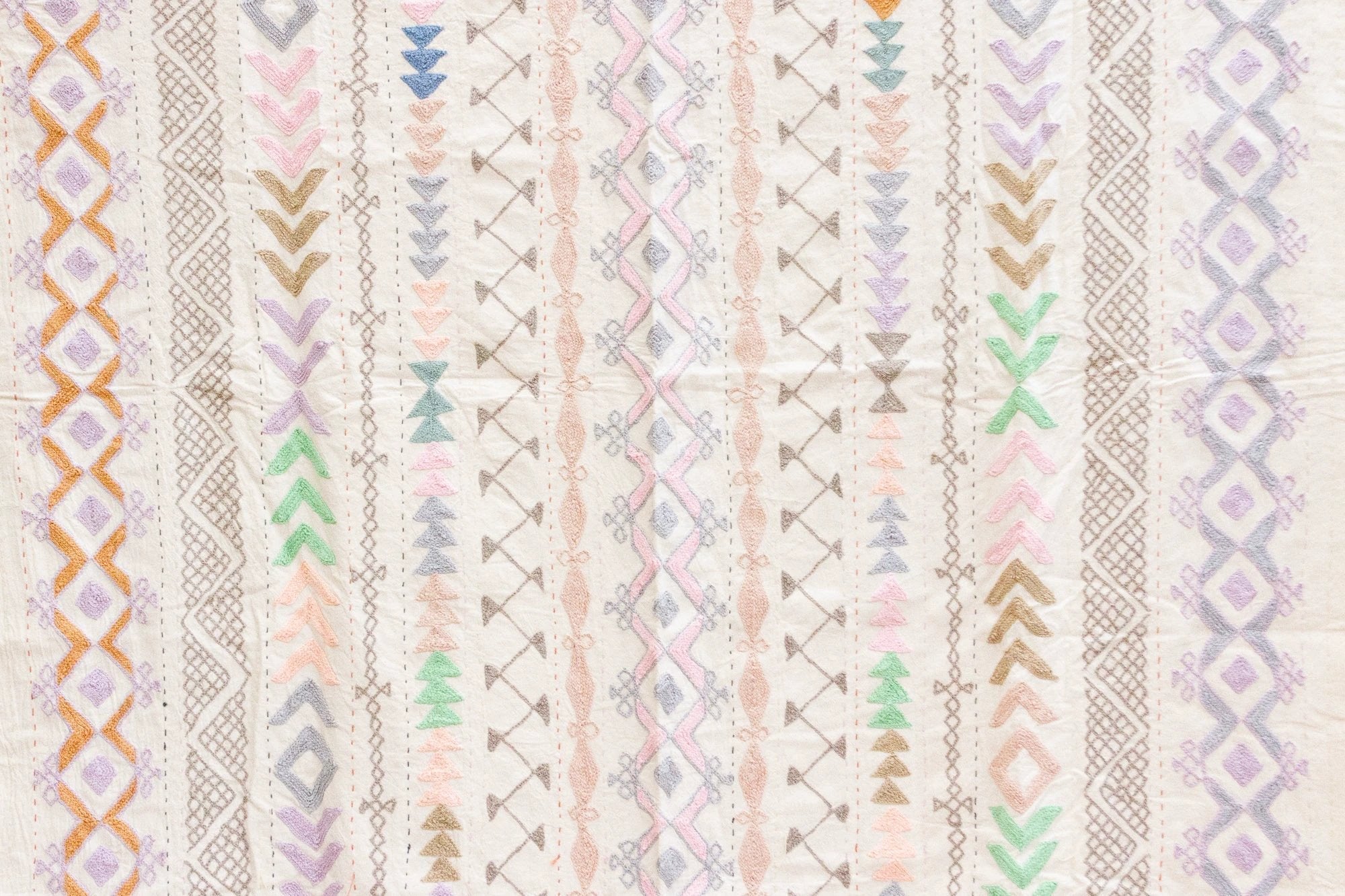 Harmonious Lavender Hand - stitched Cotton Tribal Kantha Throw