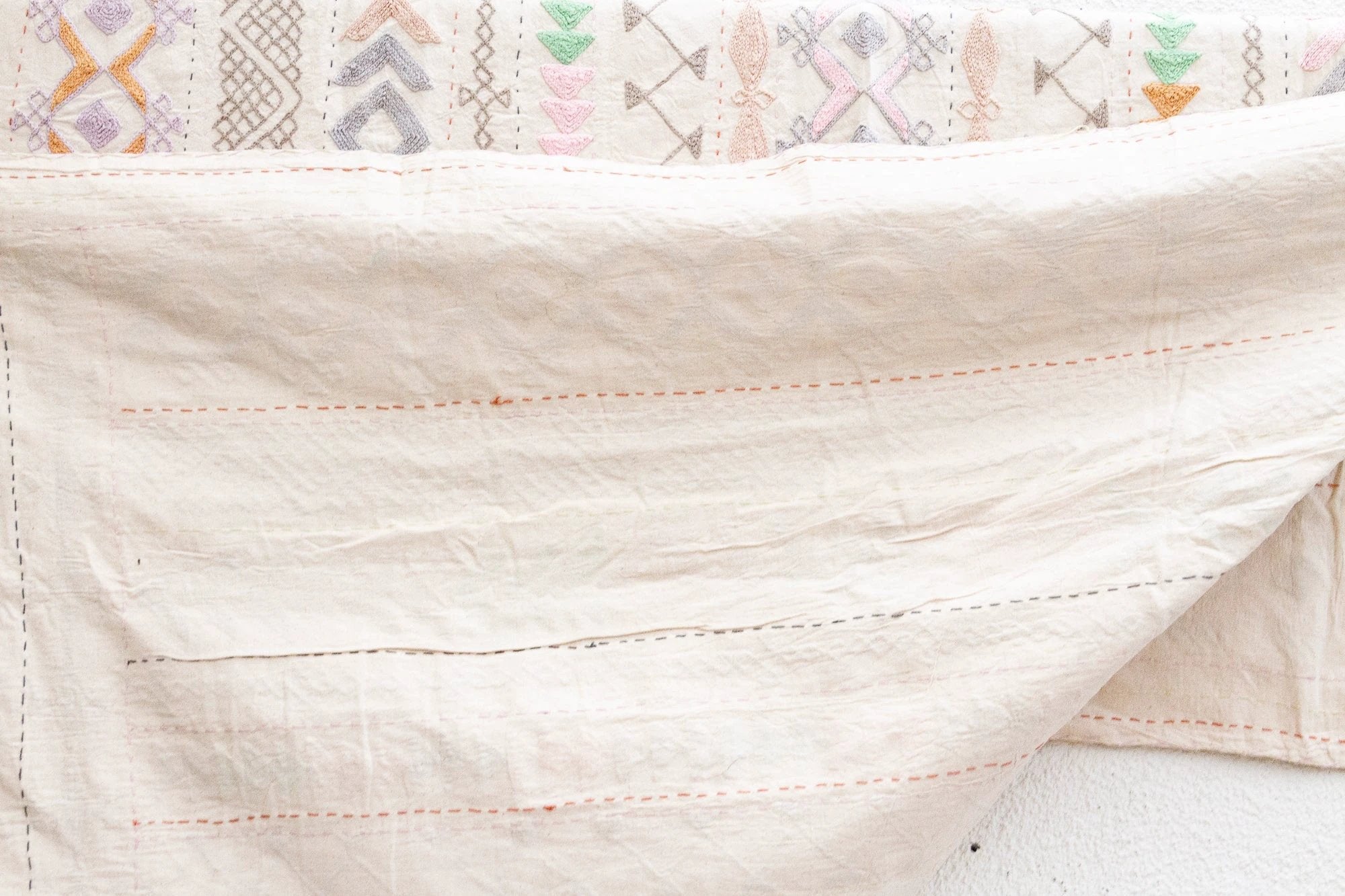 Harmonious Lavender Hand - stitched Cotton Tribal Kantha Throw