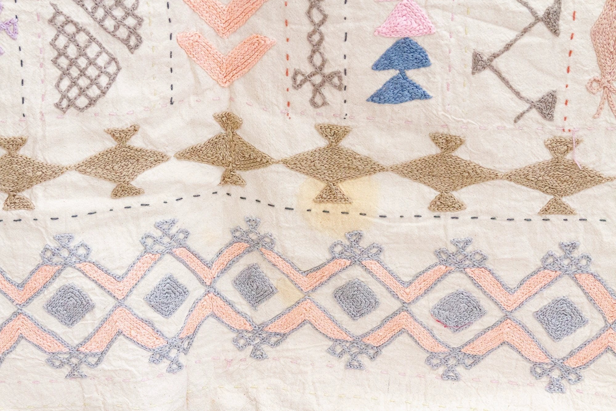 Harmonious Lavender Hand - stitched Cotton Tribal Kantha Throw