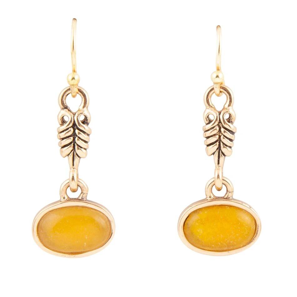 Harmony Orange Quartz Golden Drop Earrings by Barse Jewelry