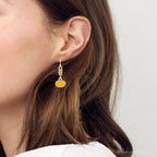 Harmony Orange Quartz Golden Drop Earrings by Barse Jewelry