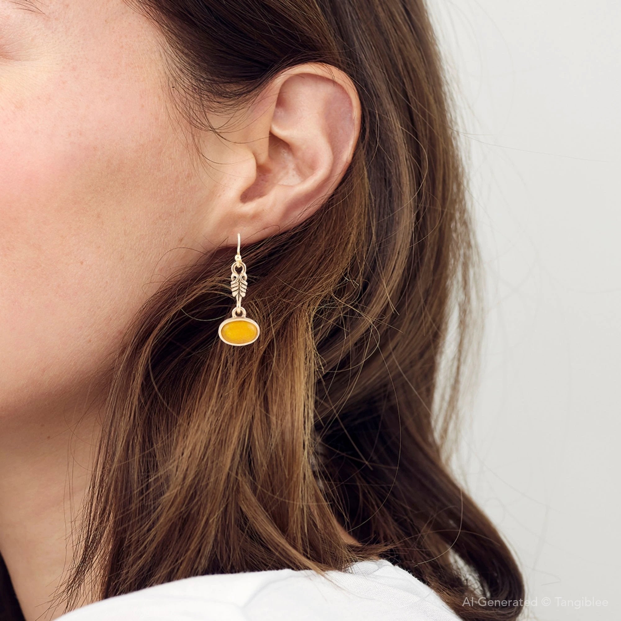 Harmony Orange Quartz Golden Drop Earrings by Barse Jewelry