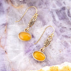 Harmony Orange Quartz Golden Drop Earrings by Barse Jewelry