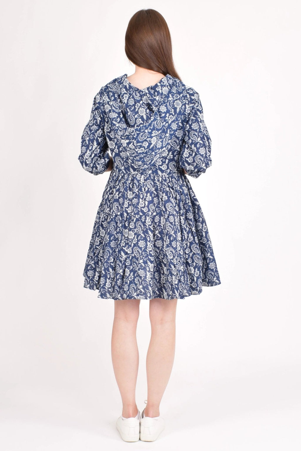 Harper Blue Embroidered Hoodie Mini Dress by Raas