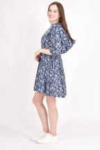 Harper Blue Embroidered Hoodie Mini Dress by Raas