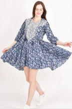 Harper Blue Embroidered Hoodie Mini Dress by Raas