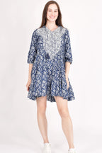 Harper Blue Embroidered Hoodie Mini Dress by Raas