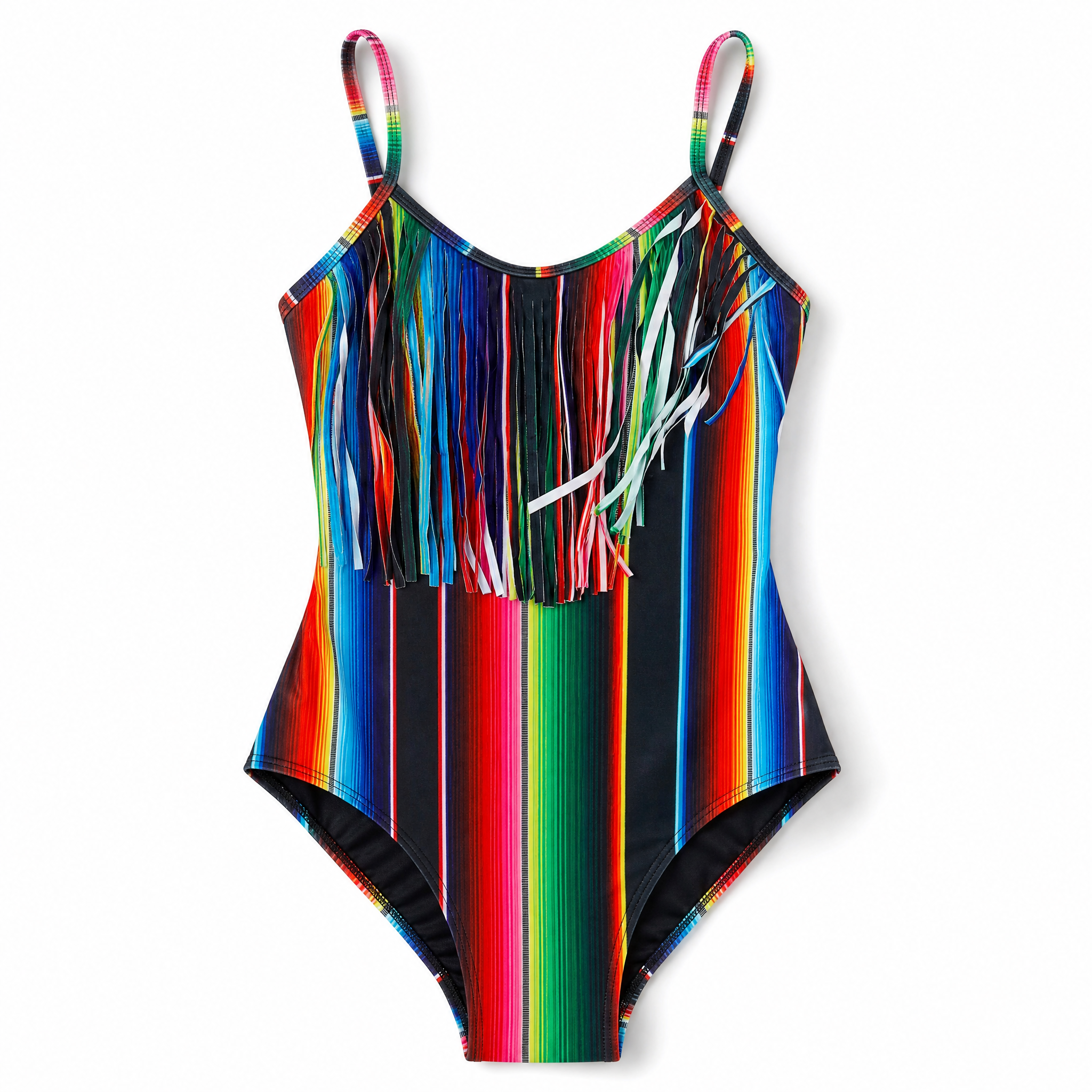 Havasu One Piece Fringe Swimsuit | V Neck Resort Attire in Pink, Jade, Leopard, Serape [Sizes SM-L] Apparel La Vie Bien Havasu One Piece Fringe Swimsuit | V Neck Resort Attire in Pink, Jade, Leopard, Serape [Sizes SM-L]