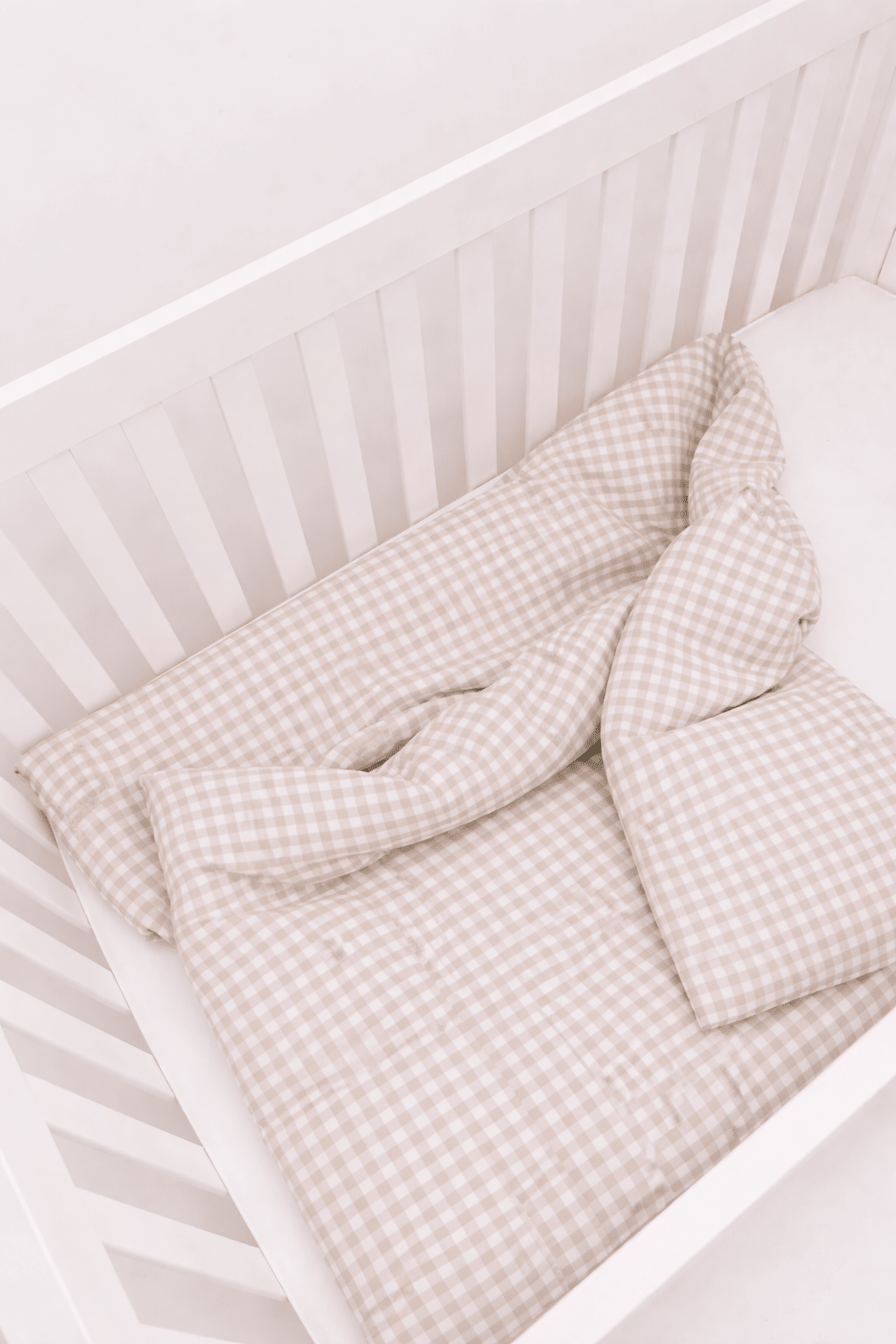 Haven Beige Gingham Crib Quilted Blanket La Vie Bien Haven Beige Gingham Crib Quilted Blanket