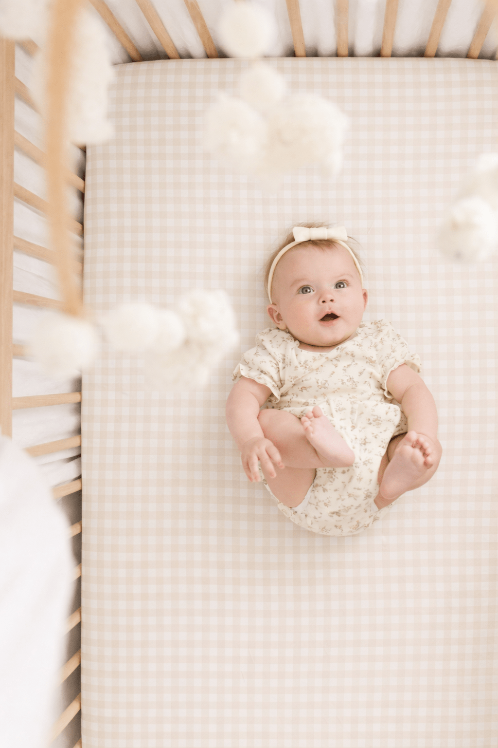 Haven Beige Gingham Crib Sheet Crib Sheet La Vie Bien Haven Beige Gingham Crib Sheet