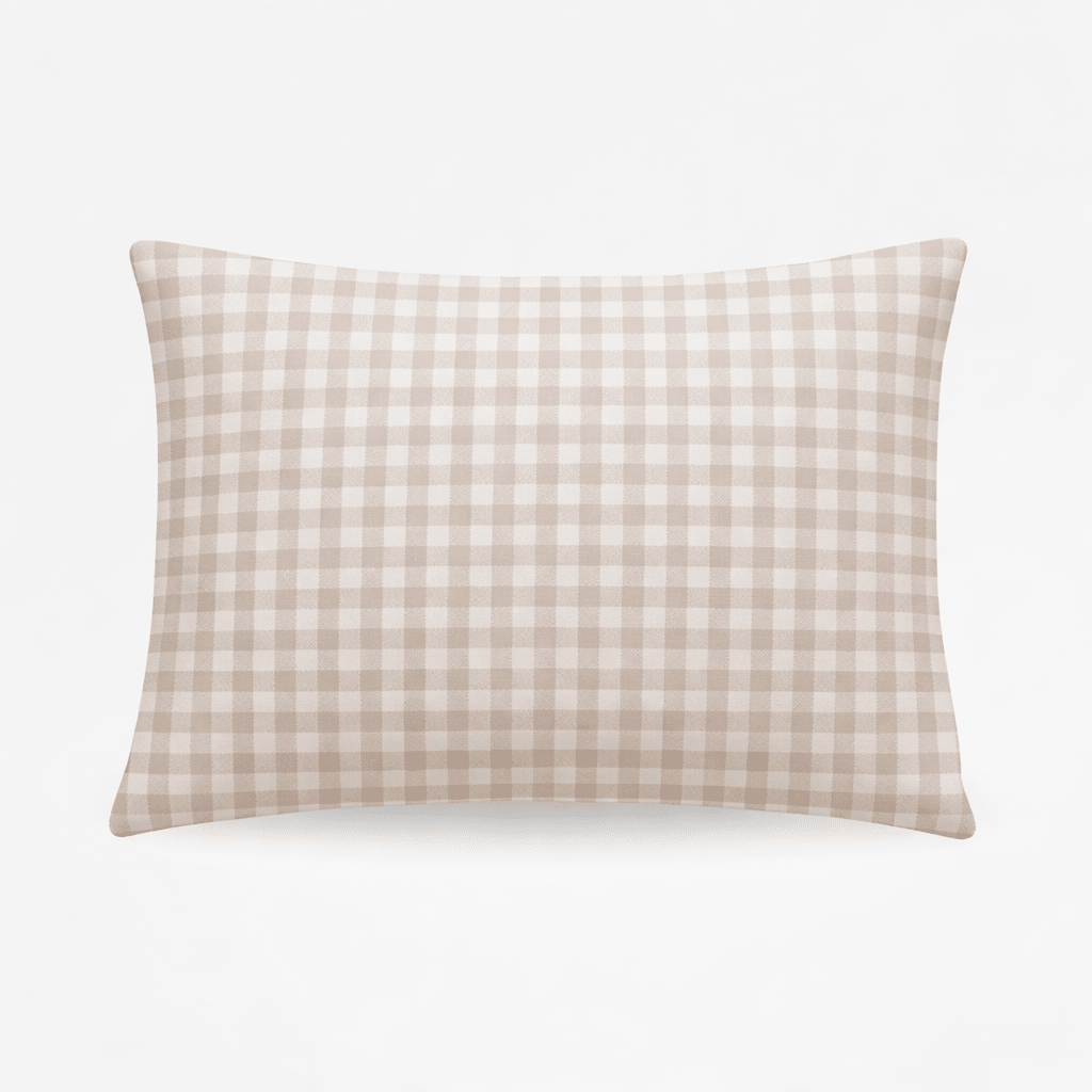 Haven Beige White Gingham Standard Pillowcase La Vie Bien Haven Beige White Gingham Standard Pillowcase