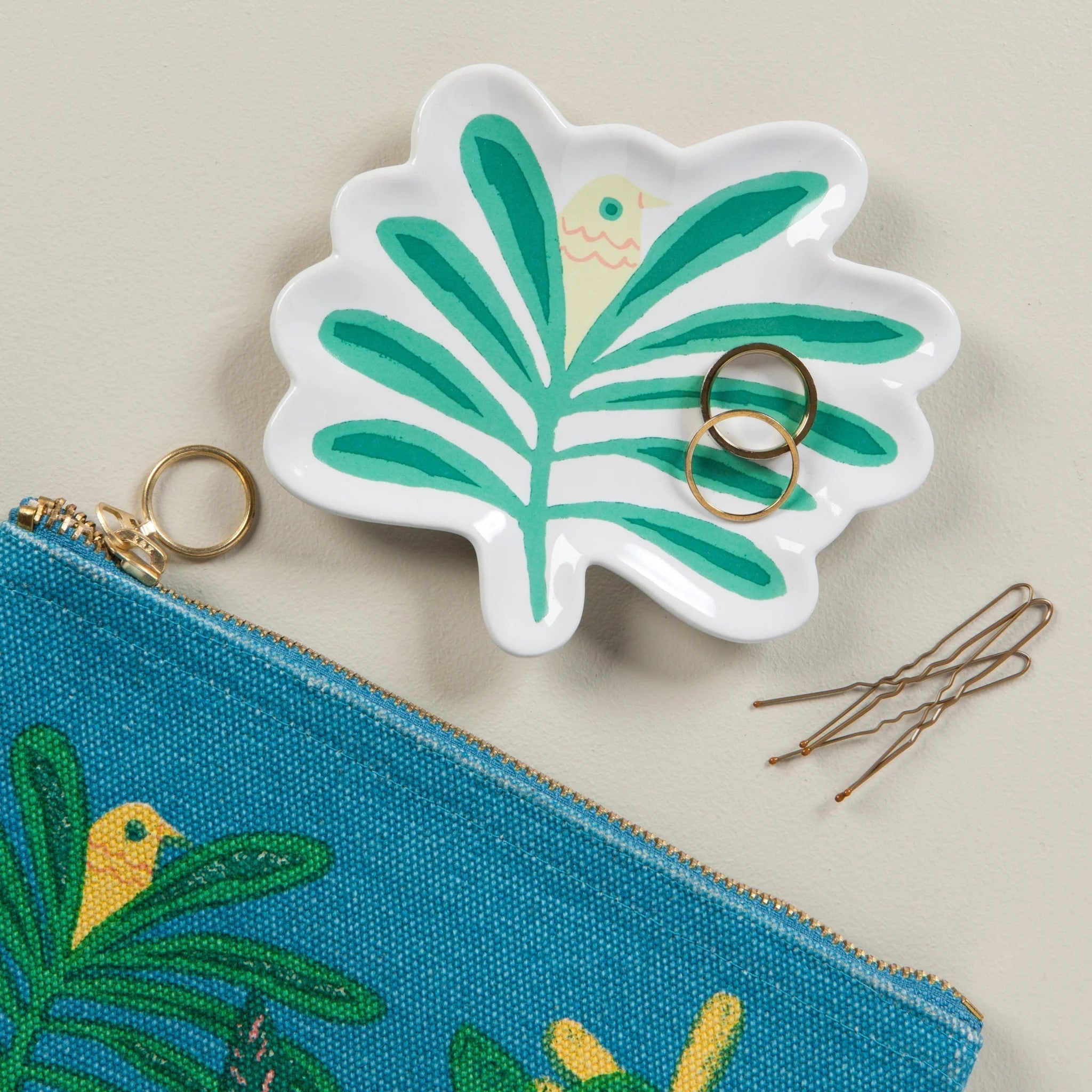 Haven Palm Tree Shaped Ceramic Trinket Tray | Catch - all Decorative Tray | 4.75” x 4” Decorative Trays La Vie Bien Haven Palm Tree Shaped Ceramic Trinket Tray | Catch - all Decorative Tray | 4.75” x 4”