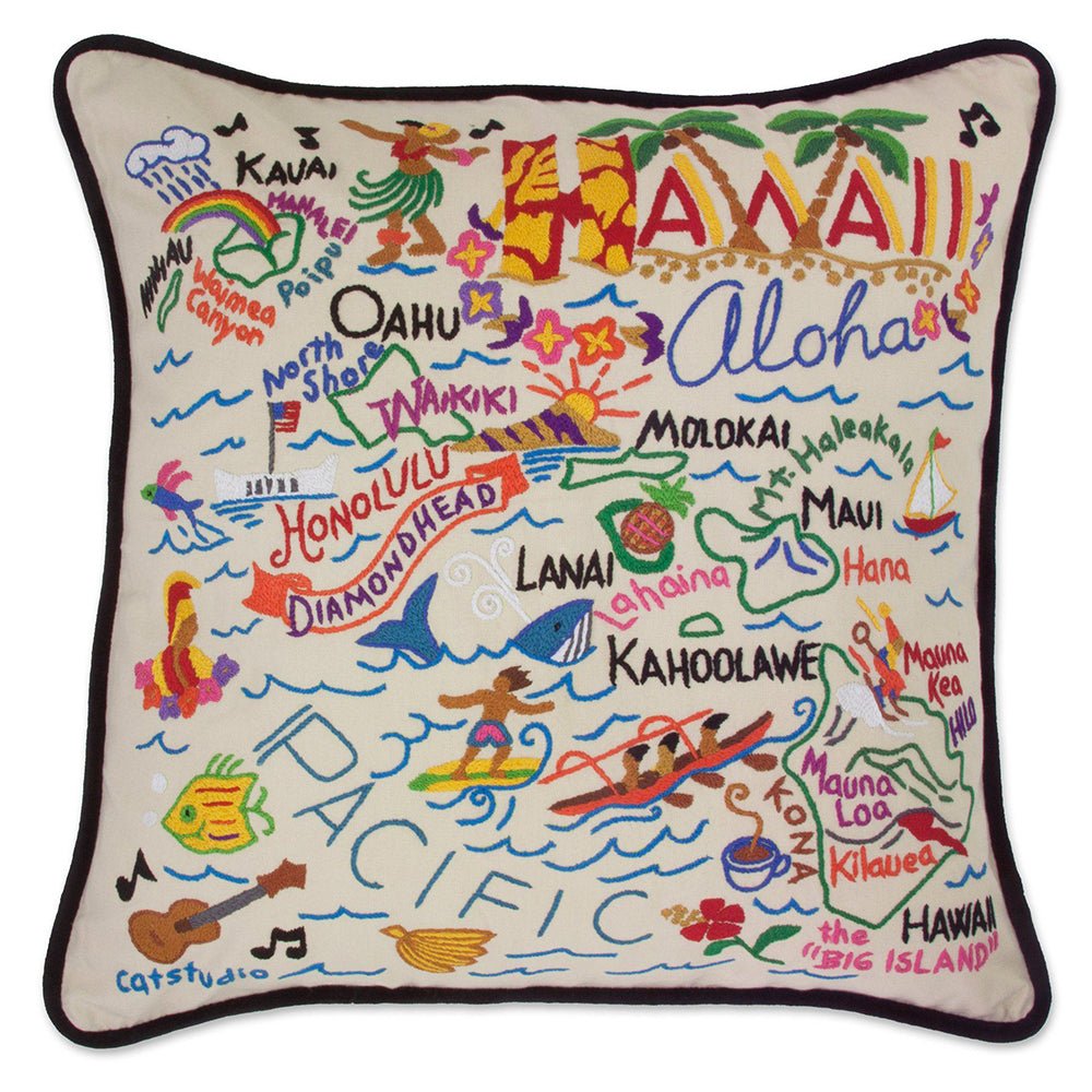 Hawaii Hand - Embroidered Pillow Pillows La Vie Bien Hawaii Hand - Embroidered Pillow