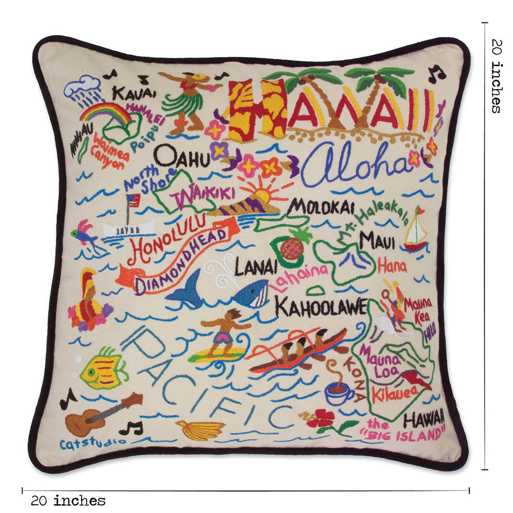 Hawaii Hand - Embroidered Pillow Pillows La Vie Bien Hawaii Hand - Embroidered Pillow