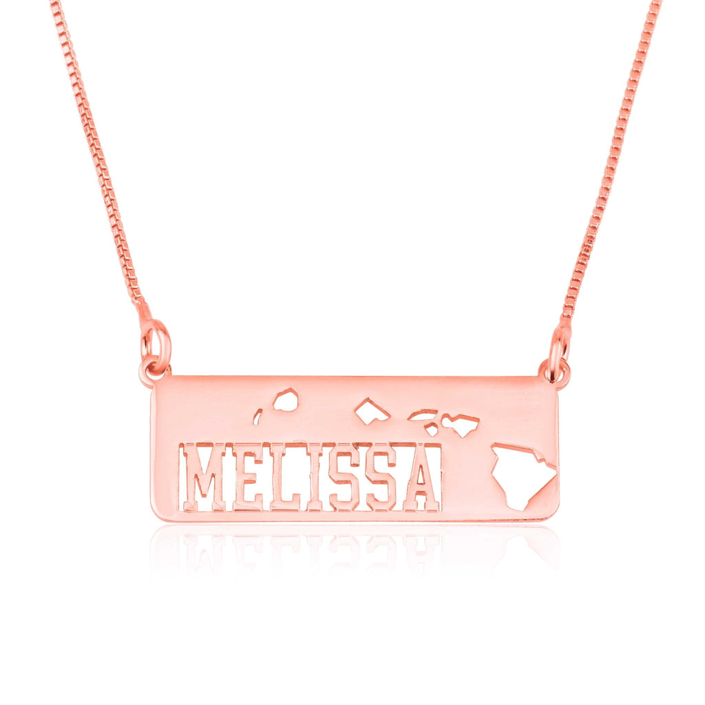 Hawaii Map Necklace With Name