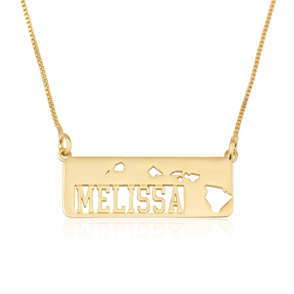 Hawaii Map Necklace With Name La Vie Bien Hawaii Map Necklace With Name