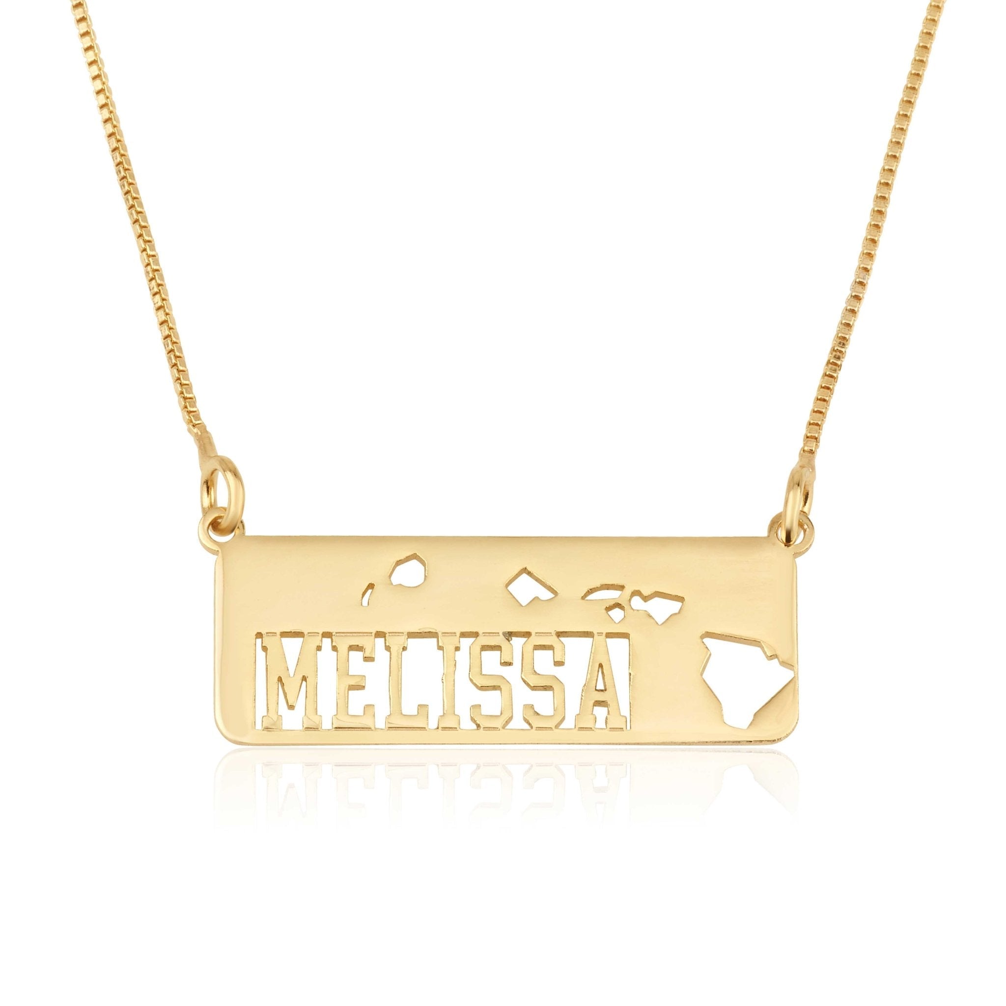 Hawaii Map Necklace With Name La Vie Bien Hawaii Map Necklace With Name