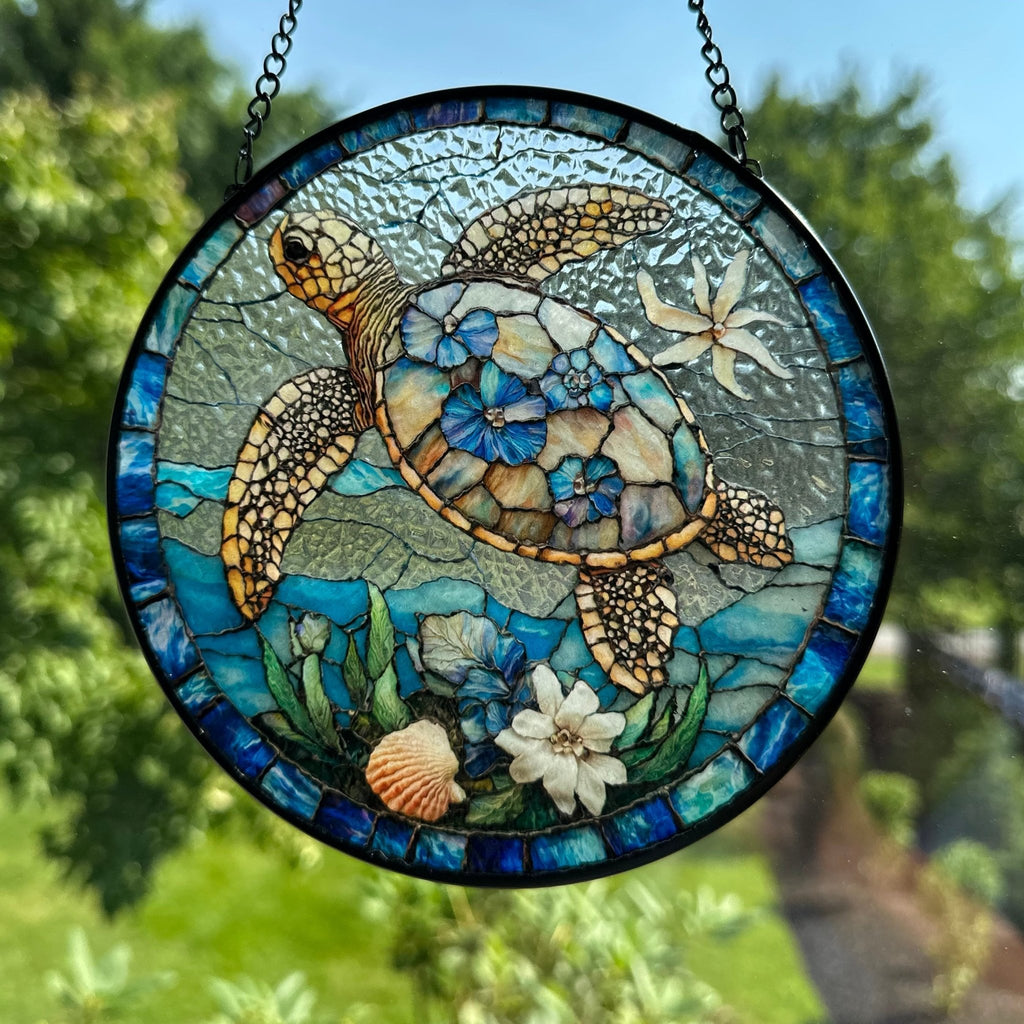 Hawaiian Flower Sea Turtle Suncatcher Gifts La Vie Bien Hawaiian Flower Sea Turtle Suncatcher