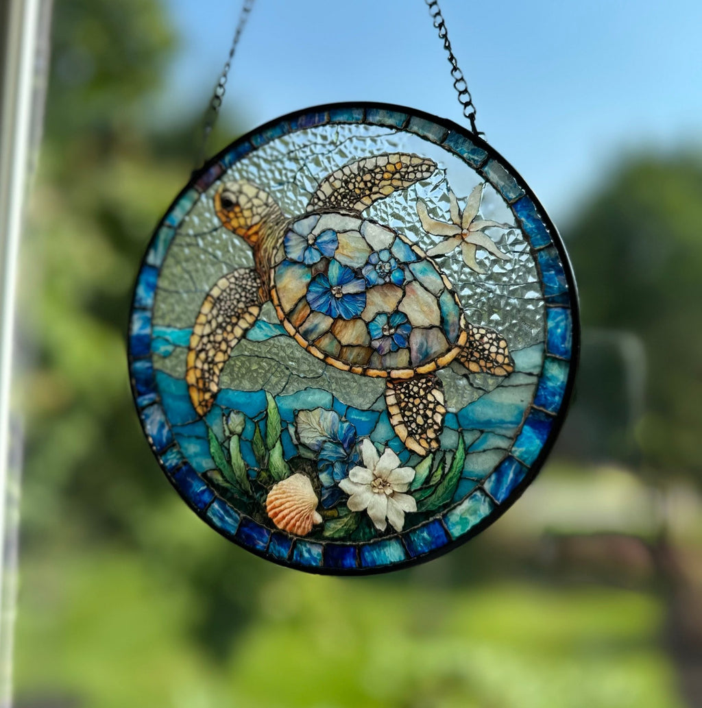 Hawaiian Flower Sea Turtle Suncatcher Gifts La Vie Bien Hawaiian Flower Sea Turtle Suncatcher