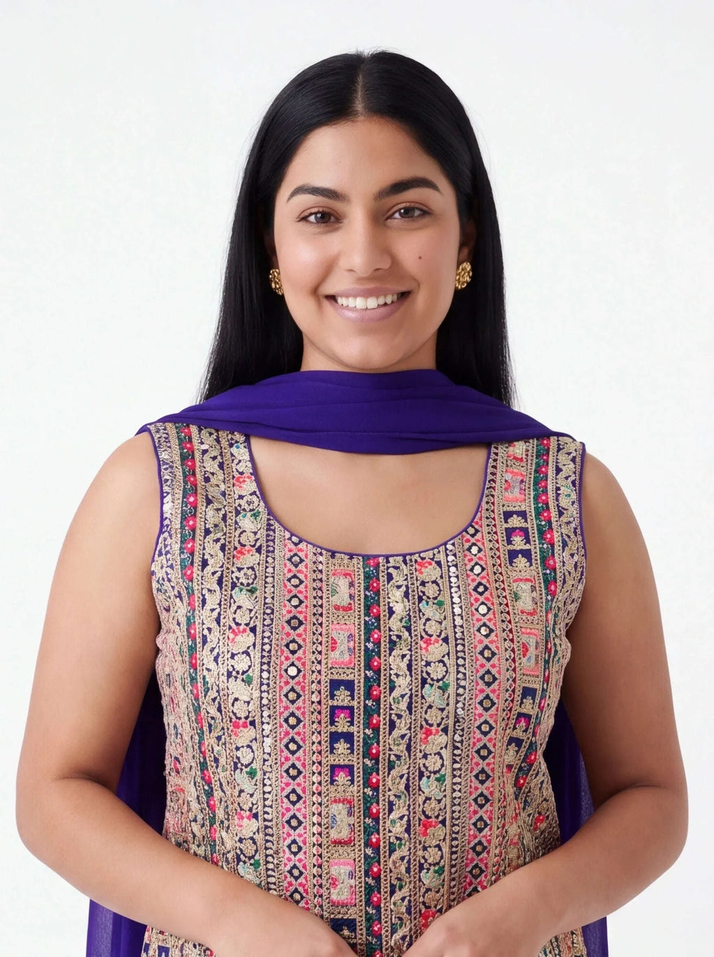 2056 - Embroidered Plazzo suit