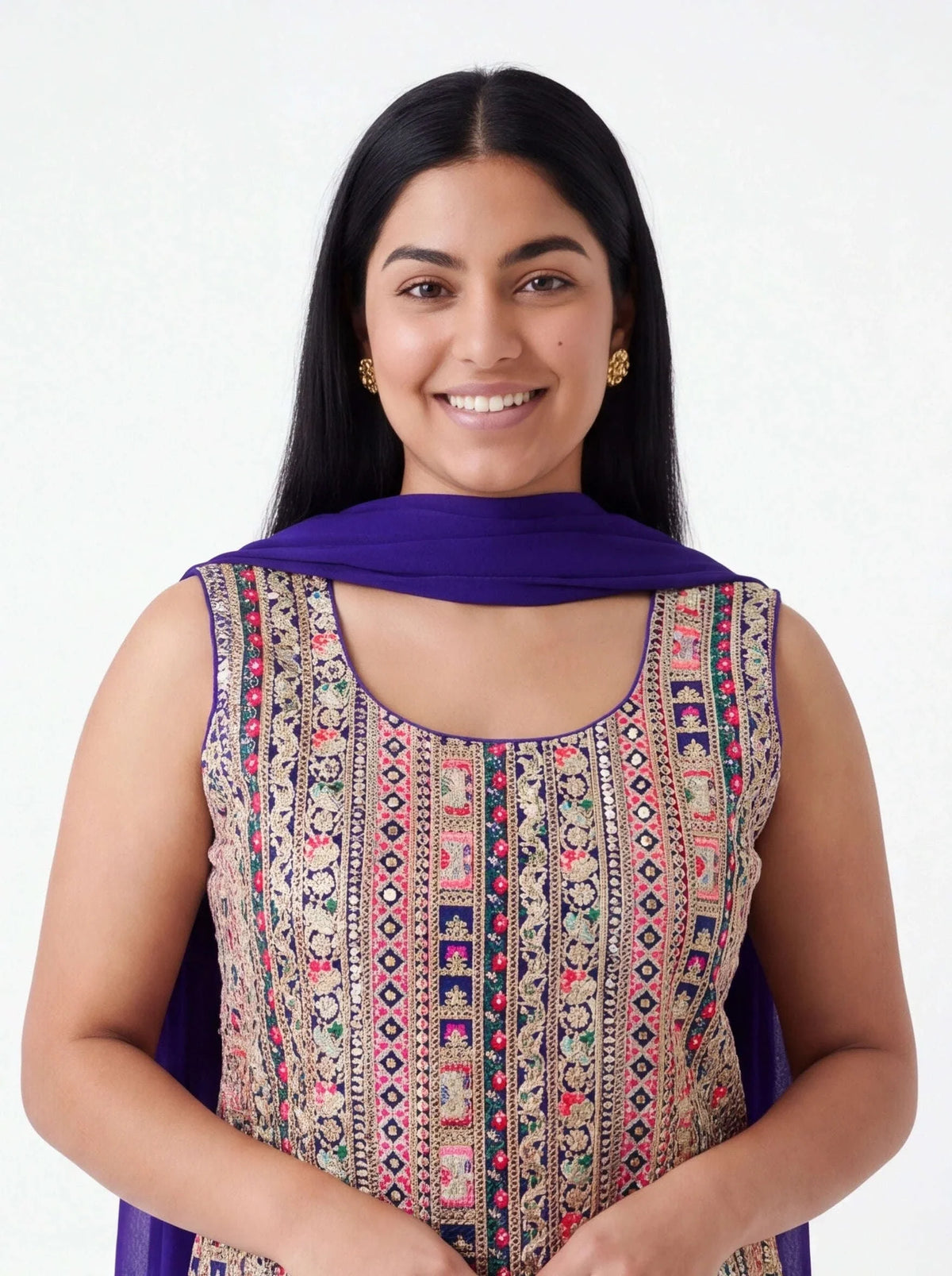 2056 - Embroidered Plazzo suit