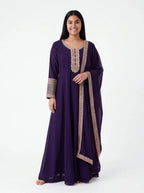 2125 - Dark purple long gown with dupatta