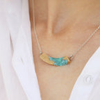 Headland Necklace – Aqua Resin & Sand Arc Pendant La Vie Bien Headland Necklace – Aqua Resin & Sand Arc Pendant