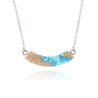 Headland Necklace – Aqua Resin & Sand Arc Pendant La Vie Bien Headland Necklace – Aqua Resin & Sand Arc Pendant