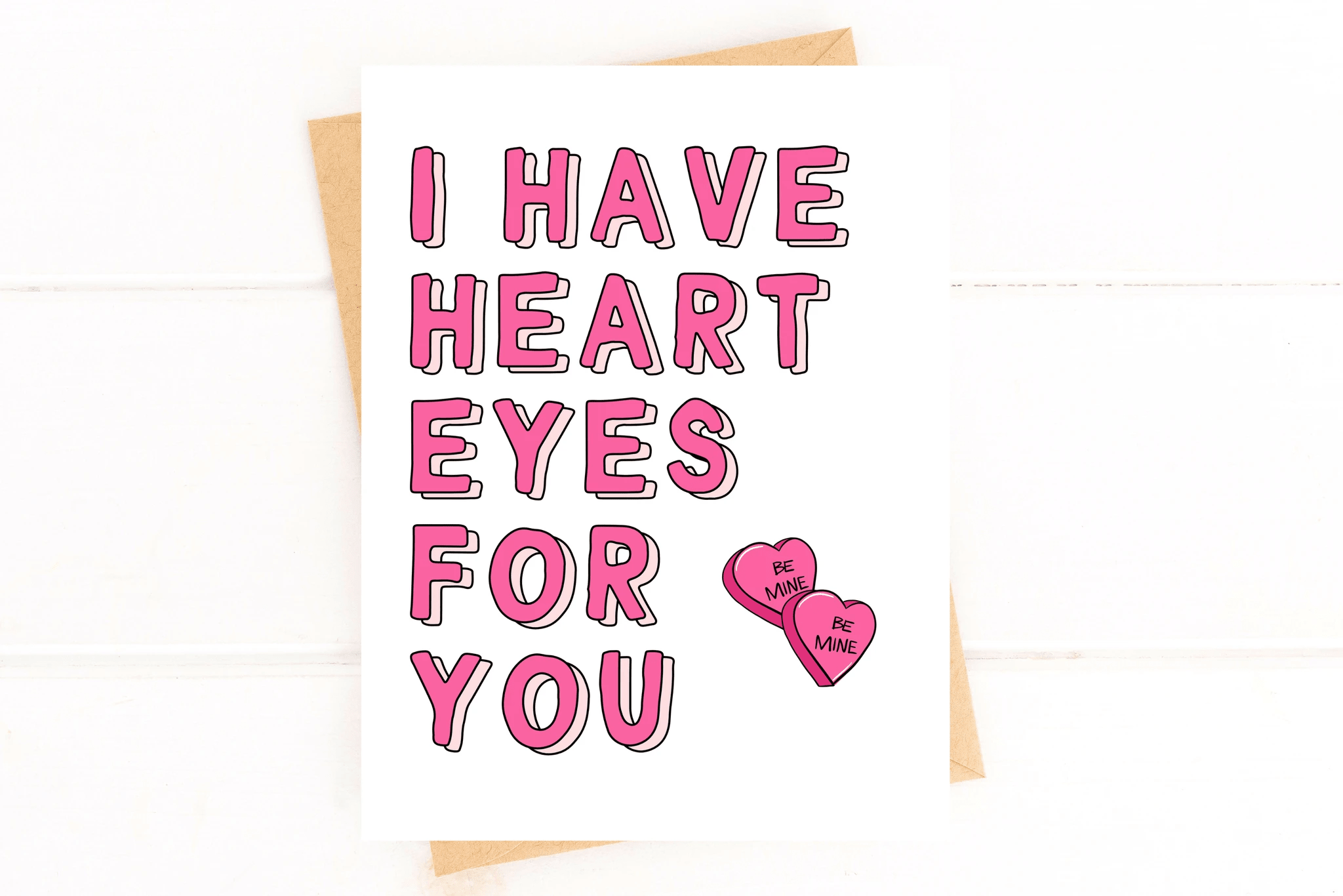 Heart Eyes Valentine's Card Funny Valentines Card Cute Card for Anniversary Card by Five Dot Post