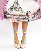 Heart Floral Sheer Crew Sock by Sock Candy