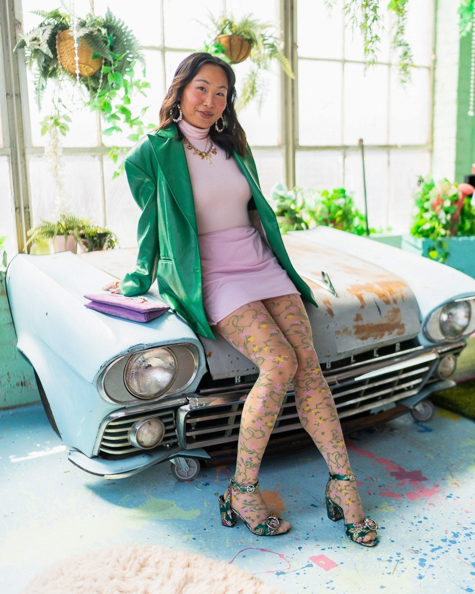 Heart Floral Sheer Thigh High Stockings