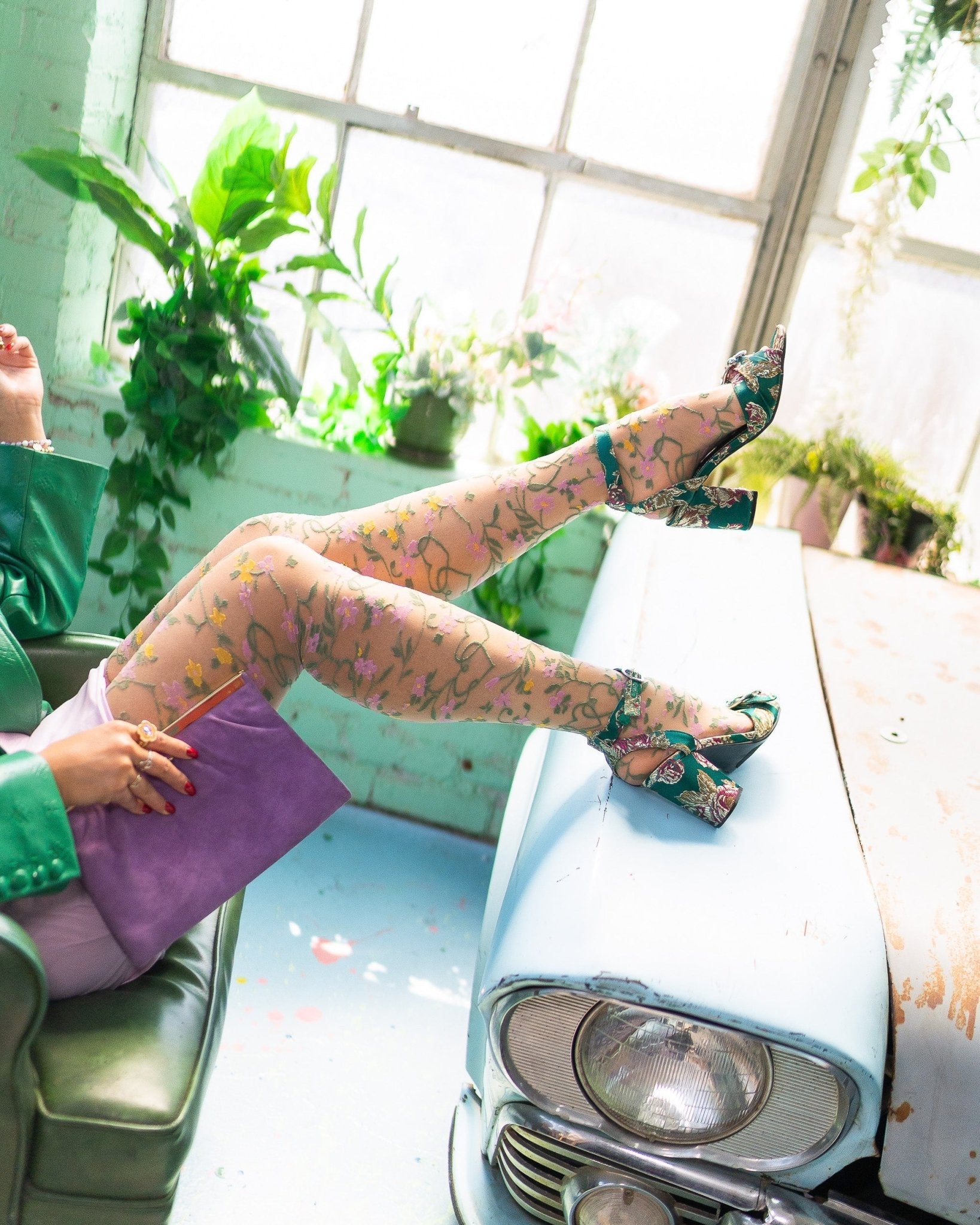 Heart Floral Sheer Thigh High Stockings