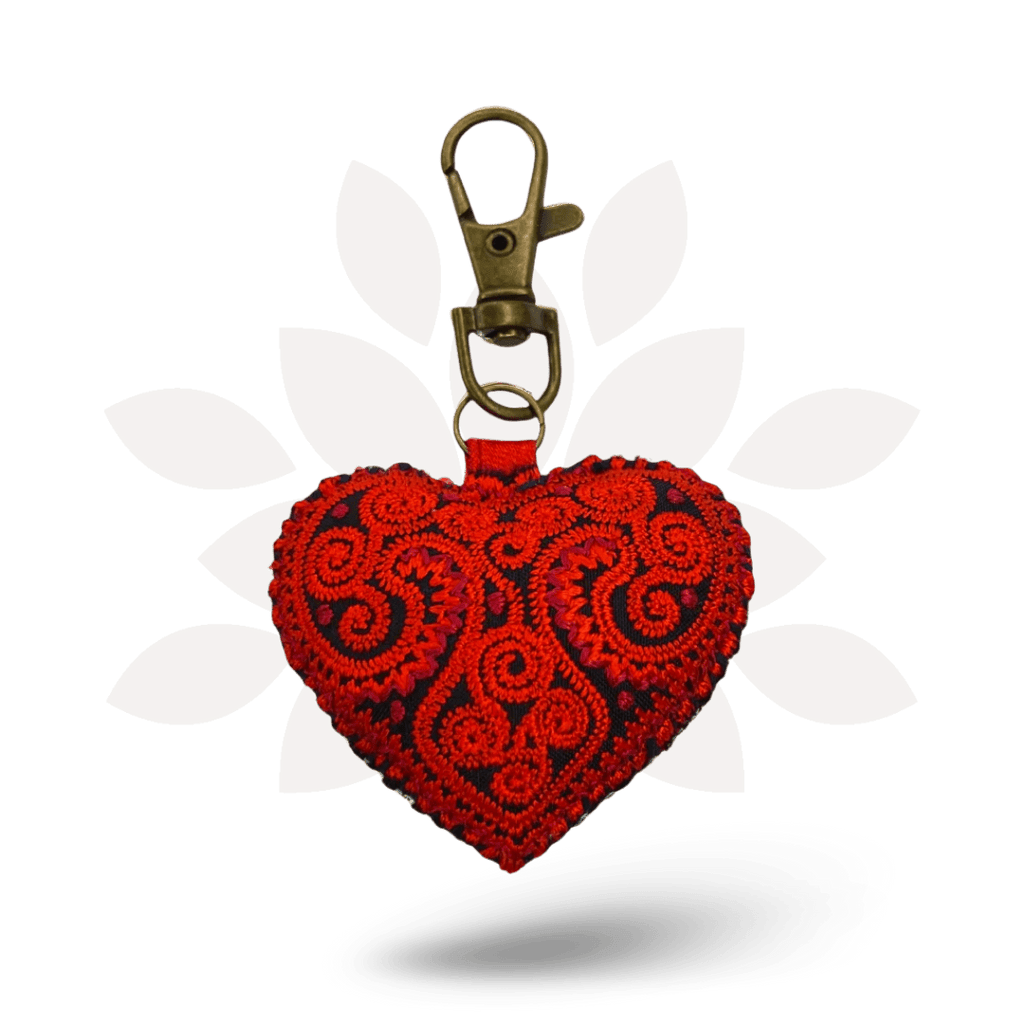 Heart Hmong Embroidered Zipper Pull | Keychain - Thailand Zipper Pulls La Vie Bien Heart Hmong Embroidered Zipper Pull | Keychain - Thailand