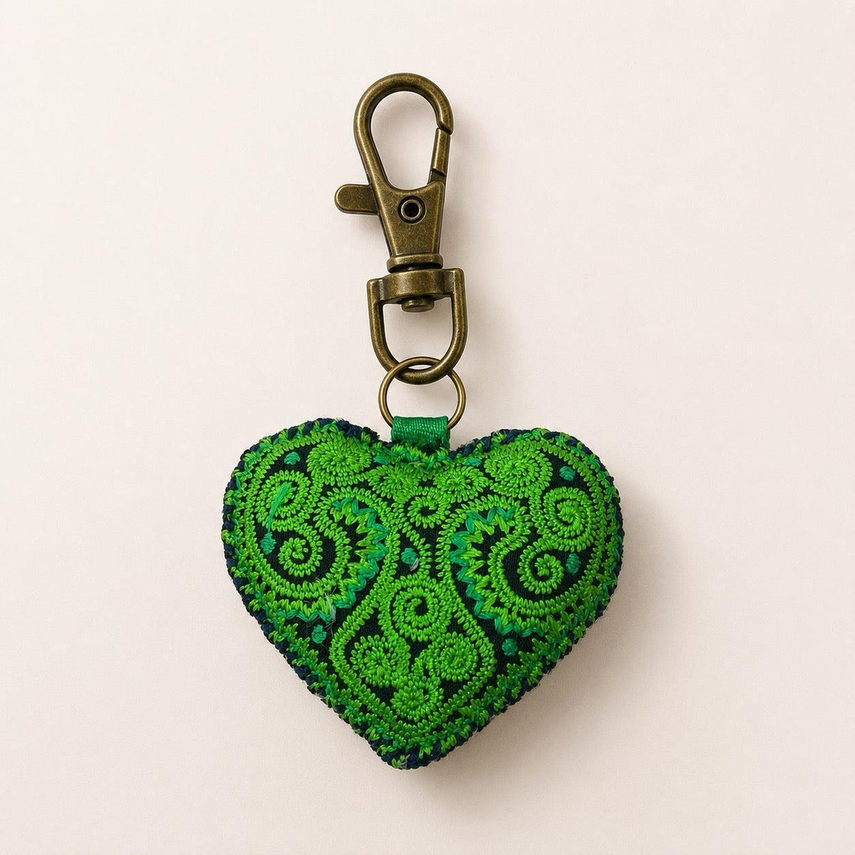 Heart Hmong Embroidered Zipper Pull | Keychain - Thailand Zipper Pulls La Vie Bien Heart Hmong Embroidered Zipper Pull | Keychain - Thailand