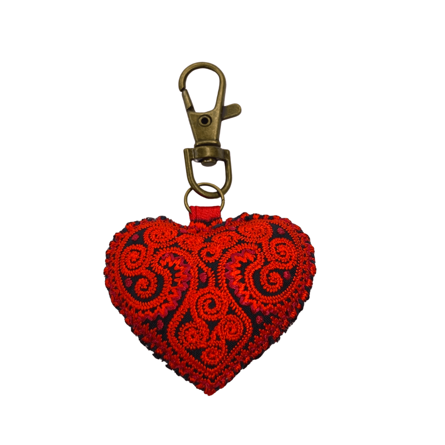 Heart Hmong Embroidered Zipper Pull | Keychain - Thailand Zipper Pulls La Vie Bien Heart Hmong Embroidered Zipper Pull | Keychain - Thailand