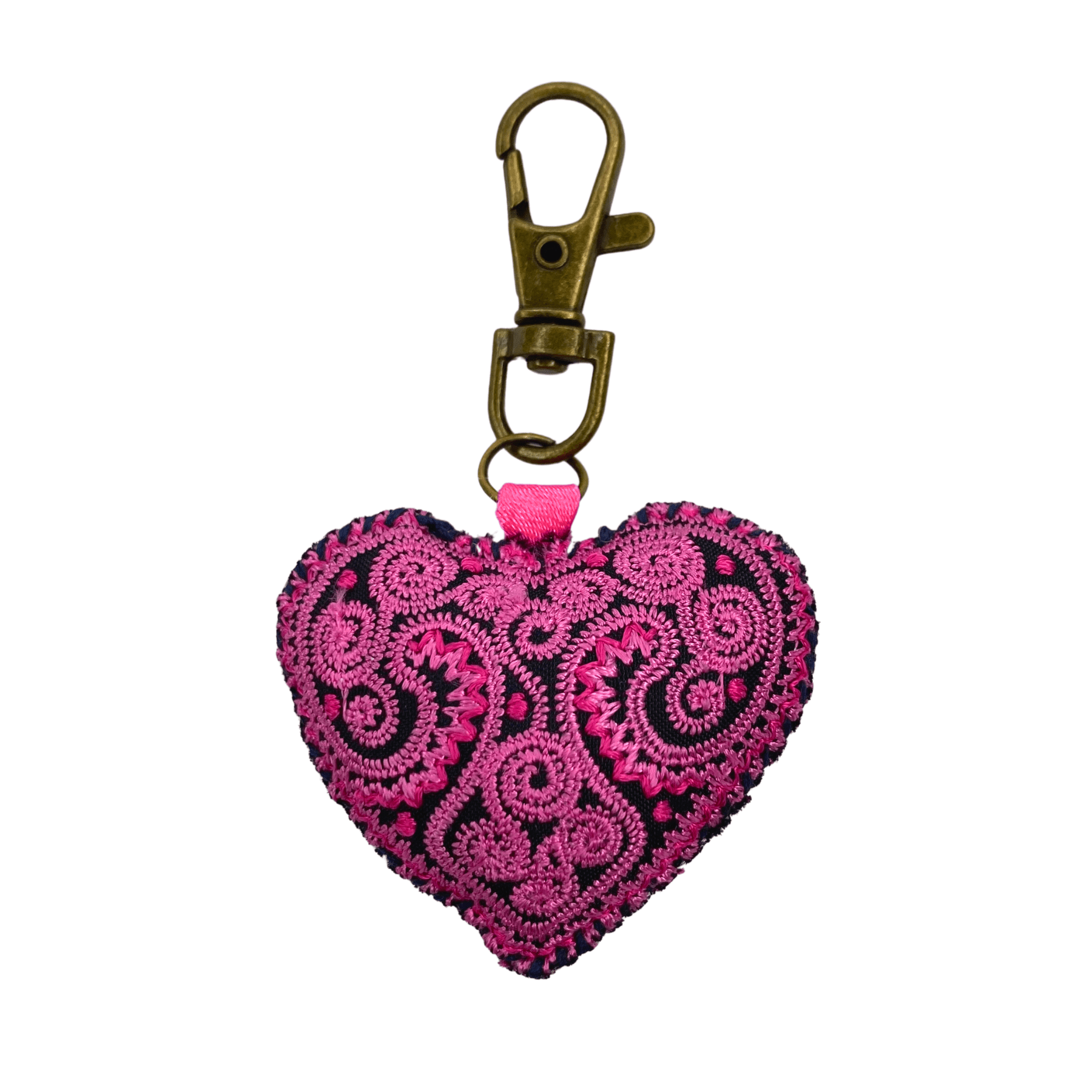 Heart Hmong Embroidered Zipper Pull | Keychain - Thailand Zipper Pulls La Vie Bien Heart Hmong Embroidered Zipper Pull | Keychain - Thailand