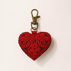 Heart Hmong Embroidered Zipper Pull | Keychain - Thailand Zipper Pulls La Vie Bien Heart Hmong Embroidered Zipper Pull | Keychain - Thailand