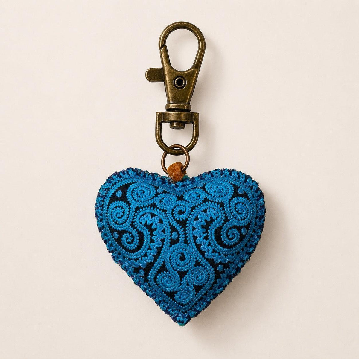 Heart Hmong Embroidered Zipper Pull | Keychain - Thailand Zipper Pulls La Vie Bien Heart Hmong Embroidered Zipper Pull | Keychain - Thailand