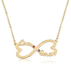 Heart Infinity Necklace With Two Names And Birthstones La Vie Bien Heart Infinity Necklace With Two Names And Birthstones